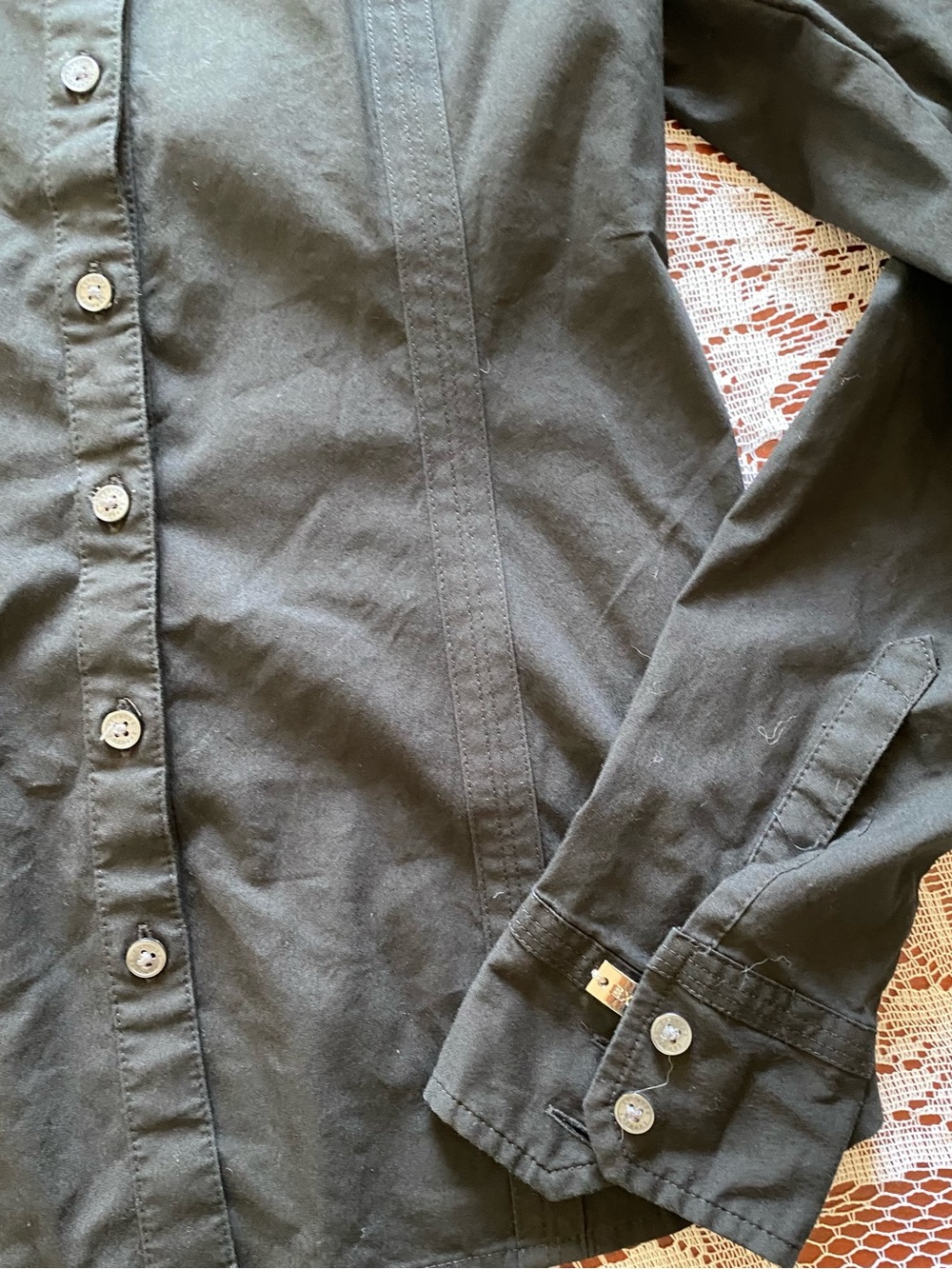 Express Black Button-Front Fitted Shirt - Picture 3 of 4